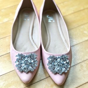 Blush/pink embellished flats (size 8.5)